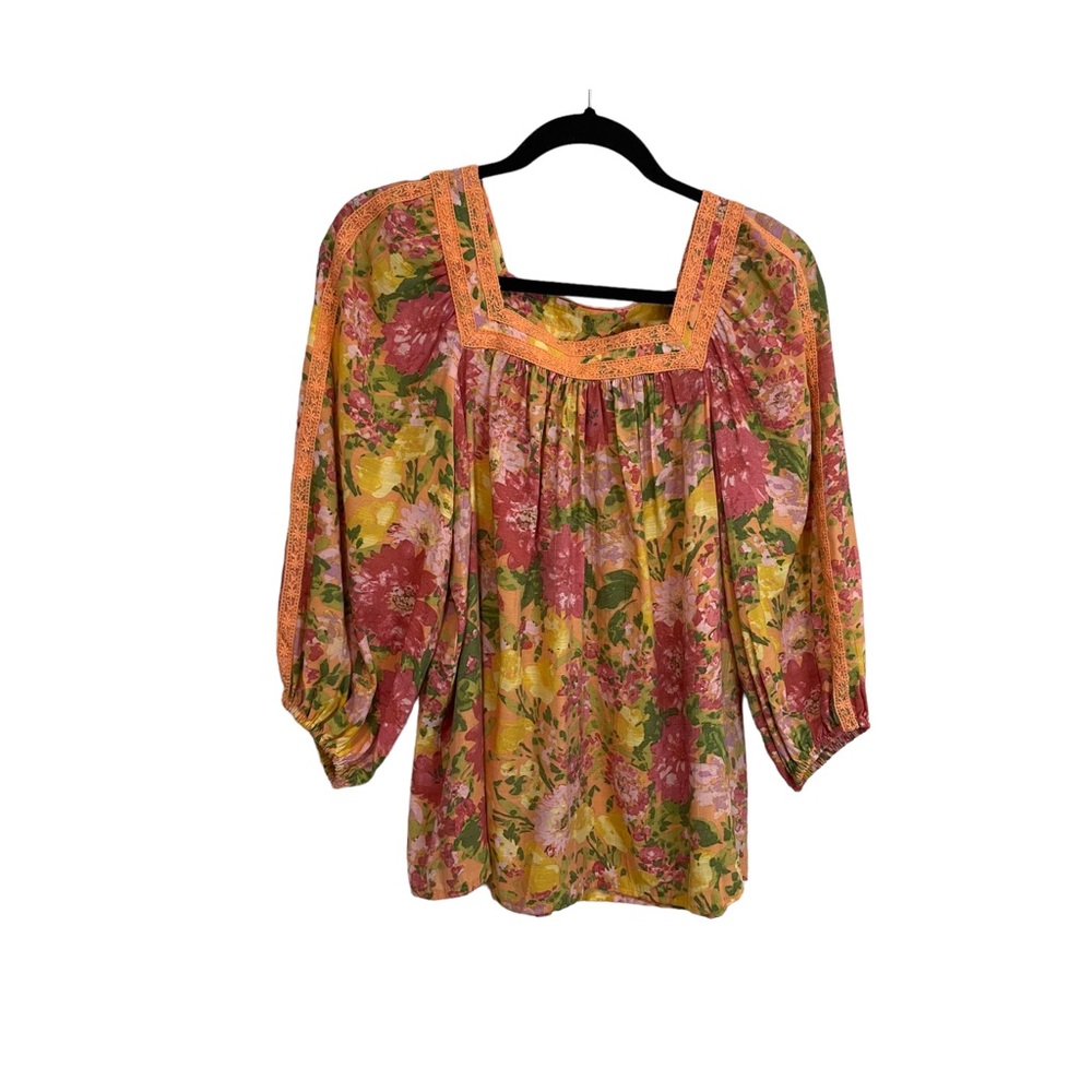 LC Lauren Conrad Floral Blouse - Pink, Yellow, Green